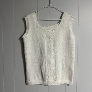vintage hand crocheted tank top with back button closure size large